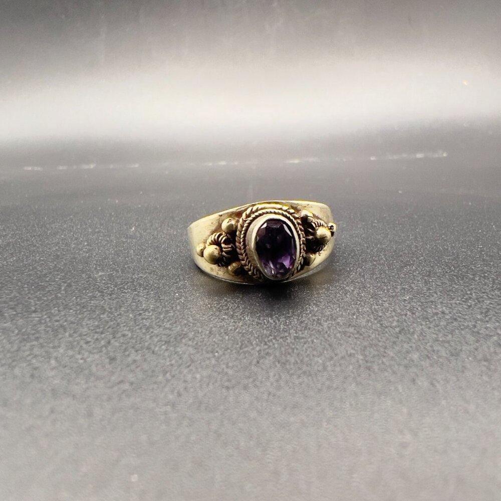 Antique Sterling SIlver Amethyst Ring 7.5 - Picture 4 of 13